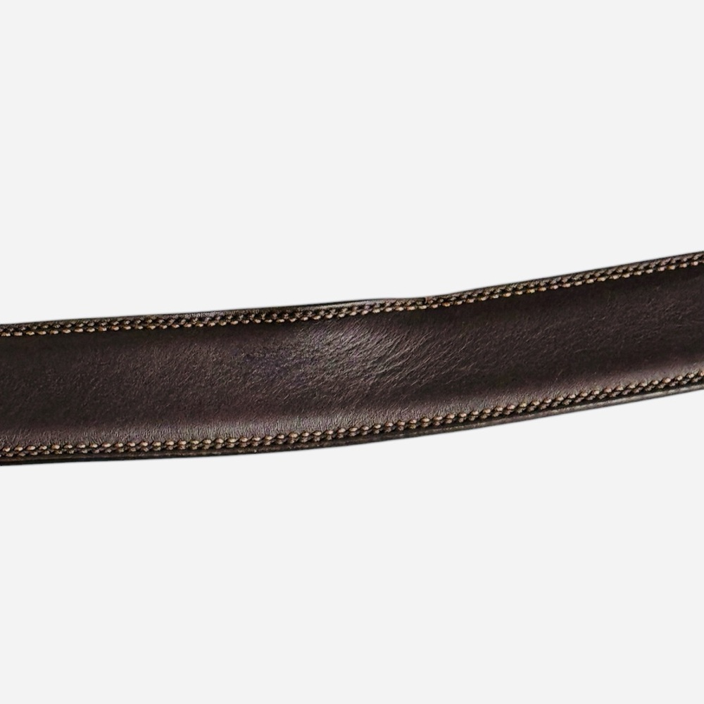COACH Brown Genuine CalfSkin & Solid Brass Buckle Classic Men’s Belt Sz 32/80cm - Picture 6 of 8